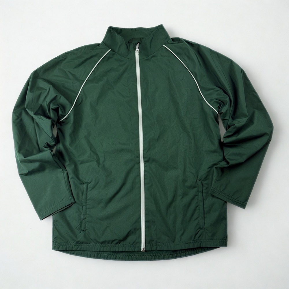 Lands' End Track Jacket Kids XL 18-20 Green Full Zip Mesh Lined Windbreaker